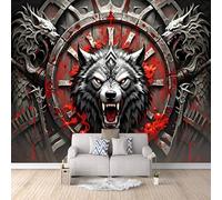 3D HD Printing Wallpapers Wolf 300x210cm,Large Wall Mural Nordic Totem,Murals Suitable for Bedroom, Living Room, Children's Room, Home Decoration,TV Background Wall