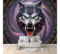 3D HD Printing Wallpapers Wolf 300x210cm,Large Wall Mural Norse Mythology,Murals Suitable for Bedroom, Living Room, Children's Room, Home Decoration,TV Background Wall