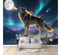 3D HD Printing Wallpapers Wolf 400x280cm,Large Wall Mural Aurora,Murals Suitable for Bedroom, Living Room, Children's Room, Home Decoration,TV Background Wall