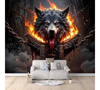 3D HD Printing Wallpapers Wolf 400x280cm,Large Wall Mural Chain Flame,Murals Suitable for Bedroom, Living Room, Children's Room, Home Decoration,TV Background Wall
