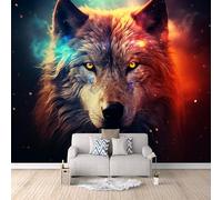 3D HD Printing Wallpapers Wolf 400x280cm,Large Wall Mural Fantasy Starry Sky,Murals Suitable for Bedroom, Living Room, Children's Room, Home Decoration,TV Background Wall