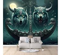 3D HD Printing Wallpapers Wolf 400x280cm,Large Wall Mural Nordic Dragon Boat,Murals Suitable for Bedroom, Living Room, Children's Room, Home Decoration,TV Background Wall