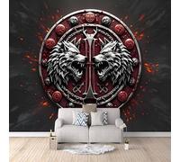 3D HD Printing Wallpapers Wolf 400x280cm,Large Wall Mural Norse Runes,Murals Suitable for Bedroom, Living Room, Children's Room, Home Decoration,TV Background Wall
