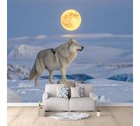 3D HD Printing Wallpapers Wolf 400x280cm,Large Wall Mural Snow Scene,Murals Suitable for Bedroom, Living Room, Children's Room, Home Decoration,TV Background Wall