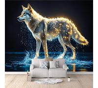 3D HD Printing Wallpapers Wolf Animal 200x140cm,Large Wall Mural Starlight,Murals Suitable for Bedroom, Living Room, Children's Room, Home Decoration,TV Background Wall
