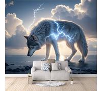 3D HD Printing Wallpapers Wolf Lightning 200x140cm,Large Wall Mural Sea,Murals Suitable for Bedroom, Living Room, Children's Room, Home Decoration,TV Background Wall