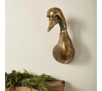 3D Head Wall Mount Ornament, Animal Heads for Wall Art Hanging Sculptures, Small Metal Wall Resin Art Wall Decor Ornament Waterproof Bronzed Resin Decorations for Home (Duck Head)