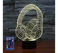 3D Headset Night Light USB Powered Remote Control Touch Switch Decor Table Desk Lamps 7/16 Color Changing Lights LED Table Lamp Xmas Home Love Brithday Children Kids Decor Toy Gift