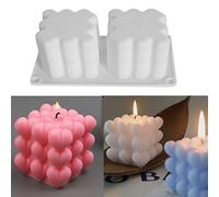 3D Heart Bubble Cube Silicone Candle Making Molds Cake Decor Fondant Sugarcraft Chocolate Baking Mold Soap Scented Aromatherapy Clay Wax Mould Jelly Ice Cube Tool DIY Resin Handmade Gift Art Craft