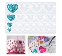 3D Heart Shape Silicone Resin Molds 25 Cavities Casting Heart Shape Mold for DIY Crafts/Jewelry/Pendants/Keychains/, Handmade Love Moulds for Mother's Day/Boyfriend/Girlfriend Valentine's Gifts