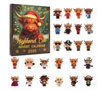 3D Highland Cow Advent Calendar 2025 - 24-Day Scottish Highland Cow Figurine Countdown - Unique Family Christmas - Gift & Home Décor