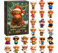 3D Highland Cow Advent Calendar 2026, 24 Days Christmas Countdown Calendar | Cute Cattle Christmas Advent Calendars with 24 Mini Figurines, Highland Cow Gifts for Christmas Tree Ornament Decor