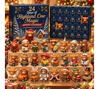 3D Highland Cow Advent Calendar 24 Days Christmas Countdown Decor，1 | Farmhouse holiday magic set, Collectible mini figures surprises for festive room setups