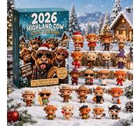 3D Highland Cow Advent Calendar, 24Pcs Christmas Cow Advent Calendar, #B | 24 Different Character Designs, Collectible Mini Figures for Desk, Shelf & Mantelpiece, for Cow Lovers & Country Decor