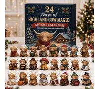3D Highland Cow Advent Calendar, 24Pcs Christmas Cow Advent Calendar (#C) | 24 Different Character Designs, Collectible Mini Figures for Desk, Shelf & Mantelpiece, for Cow Lovers & Country Decor
