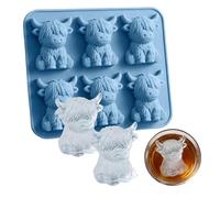 3D Highland Cow Ice Cube Mold Cute Highland Cow Silicone Mould Flexible & Easy Release Fun Animal Molds Novelty Cow Ice Mold for Cocktails Beer & Drinks Perfect Gifts (B)