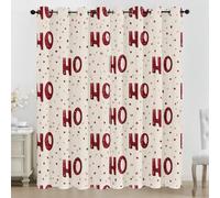 3D Ho Ho Ho Print Blackout Curtains for Bedroom, Red Polka Dot Window Drapes Eyelet Thermal Insulated Curtains for Living Room 2 Panels 52 x 84 Inch (W x L) S235c