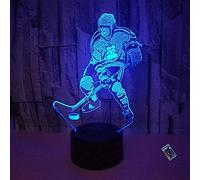 3D Hockey Night Light 16 Colors Changing Remote Control USB Power Touch Switch Decor Lamp Optical Illusion Lamp LED Table Desk Lamp Children Kids Christmas Brithday Gift