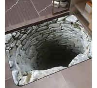 3D Hole Rug, 2026 New 3D Rugs Optical Illusion, Dog Gets Scared of 3D Carpet,Rug That Looks Like Holes,as Test & Game with Your Cat Dog,For Door Entrance,Bathroom,Stairs,Playroom,Living Room (H)