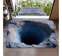 3D Hole Rug Realistic Optical Illusion Rugs Funny Bottomless Doormat Area Rug Absorbent Non-slip Floor Mat for Bathroom Living Room Playroom Entryway Front Door, Washable Door Mats Indoor & Outdoor R