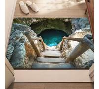 3D Hole Rug Realistic Optical Illusion Rugs Funny Bottomless Doormat Area Rug Absorbent Non-slip Floor Mat for Bathroom Living Room Playroom Entrance Front Door, Washable Door Mats Indoor & Outdoor B