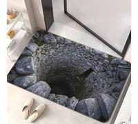 3D Hole Rug Realistic Optical Illusion Rugs Funny Bottomless Doormat Area Rug Absorbent Non-slip Floor Mat for Bathroom Living Room Playroom Entrance Front Door, Washable Door Mats Indoor & Outdoor I