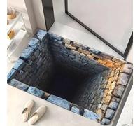 3D Hole Rug Realistic Optical Illusion Rugs Funny Bottomless Doormat Area Rug Absorbent Non-slip Floor Mat for Bathroom Living Room Playroom Entryway Front Door, Washable Door Mats Indoor & Outdoor H