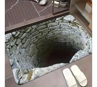 3D Hole Rug Realistic Optical Illusion Rugs Funny Bottomless Doormat Area Rug Absorbent Non-slip Floor Mat for Bathroom Living Room Playroom Entryway Front Door, Washable Door Mats Indoor & Outdoor C