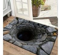 3D Hole Rug Realistic Optical Illusion Rugs Funny Bottomless Doormat Area Rug Absorbent Non-slip Floor Mat for Bathroom Living Room Playroom Entryway Front Door, Washable Door Mats Indoor & Outdoor S