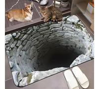 3D Hole Rug, Rugs That Look Like A Hole, 3dhole Illusion Rug, Trap Optical Illusion Bottomless Non-slip Doormat for Door Entrance, Bathroom, Stairs, Playroom (Style25,1'11" x 1'4" (Flower))