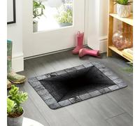 3D Hole Rugs That Look like a Hole, Trap Optical Illusion Bottomless Non-slip Doormat for Door Entrance, Bathroom, Stairs, Playroom, Living Room, Test & Play with Your Dog or Cat (D, 80x120cm)