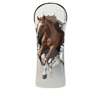 3D Hole White Wall Animal Horse Golf Club Head Cover Premium Leather Accessories with Number Tag for Woods and Driver Hybrid 1 Pcs