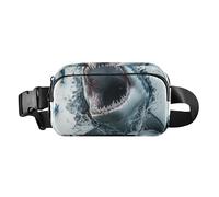 3d Hole White Wall Animal Shark Fashionable Fanny Pack Waist Bag for Women Men Teens Mini Sling Bag Travel Essential with Adjustable Strap for Shopping Sports Work