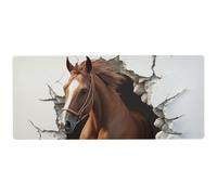 3D Hole White Wall Mouse Horse Smooth Mouse and Keyboard pad for Rest Convenient Giant Mousepad 31.5 x 11.8in