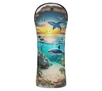 3D Hole White Wall Ocean Animal Shark Golf Club Head Covers Premium Leather Headcovers with Number Tags for Driver, Fairway Wood Hybrid 1 Piecing