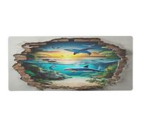 3D Hole White Wall Ocean Mouse Shark Wearable Desk Mouse pad for Work Essentials Mouse mat 31.5 x 11.8in