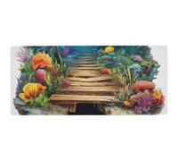 3D Hole White Wall Underwater Scenery Anti Slip Mouse and Keyboard pad for Desk Smooth Mousepad 31.5 x 11.8in