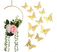 3D Hollow Butterfly Wall Decals Gold Metal Texture