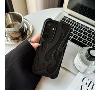 3D Hollow Flame Pattern Case For Samsung Galaxy S25 S24 Plus S23 S22 Ultra A55 A16 A54 A06 A15 A14 Shockproof soft Cover,Matte Black,For S24 Ultra