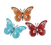 3D Hollow Iron Butterfly Wall Art Set, 3-Piece Wrought Iron Garden Statues and Lawn Ornaments for Outdoor Patio Fence Decor, Rust Resistant Nature Home
