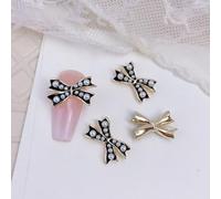 3D Hollow Rhinestones Shiny-Nail Decoration Diamonds Metal Jewelry Beauty-Design Bow Pearls