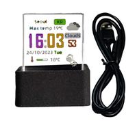 3D Hologram Cube, 3D Hologram Clock, WiFi Desktop Clock, 3D Photo Display | Real Time Display, Transparent Digital with GIF Animation and Photo Album, Small Weather Station