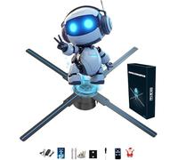 3d Hologram Fan,19.9" 2000*1444px Resolution 592 Pcs Hd Led Beads Hologram Fan Projector Advertising Display Support App+Bluetooth Audio+Wifi For Christmas, Halloween,Business,Shop,Holiday Holographic