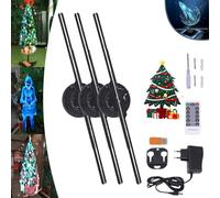 3D Hologram Led Fan Projector, 3D Fan Hologram Projector Christmas Tree, 3D Advertising Hologram, For Shop, Bar, Christmas Halloween Party Advertising Display Events(3PCS)