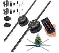 3D Hologram LED Fan Projector, Christmas Halloween Use Holographic Video Projector with 224 LED Beads, Stand, WiFi & App Control, 16.5 in Dynamic Stereoscopic Fan for Party Events(2)
