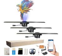 3D Hologram LED Fan Projector - High-Resolution 224 LED Lights, 3D Holographic Display for Christmas Trees, Halloween, Advertisements - Advanced APP Control (3 Pcs)