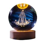 3d Holy Crystal Ball,For Home Decoration,Memorial Gift For Someone Special,Crystal Ball With Led Light Wooden Base,Christian Catholic Church Home Decoration (Virgin Mary)