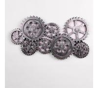 3D Home Bar Wall Decor, Vintage Industrial Wooden Cogwheel, Steampunk Style Cogwheel Wall Decor, for Bar, 93 × 6 × 50Cm(Silver)