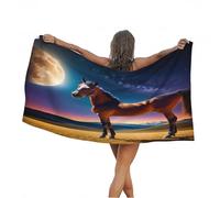 3D Horse Animals Beach Towel Large Microfiber Soft Quick Dry for Adults, Starry Sky Bath Towel Lightweight Soft Absorbent for Travel Swimming Pool Sports, 80 x 160 cm