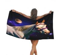 3D Horse Beach Towel Large Microfiber Soft Quick Dry for Adults, Simple Themed Bath Towel Lightweight Soft Absorbent for Travel Swimming Pool Sports, 180 x 90 cm